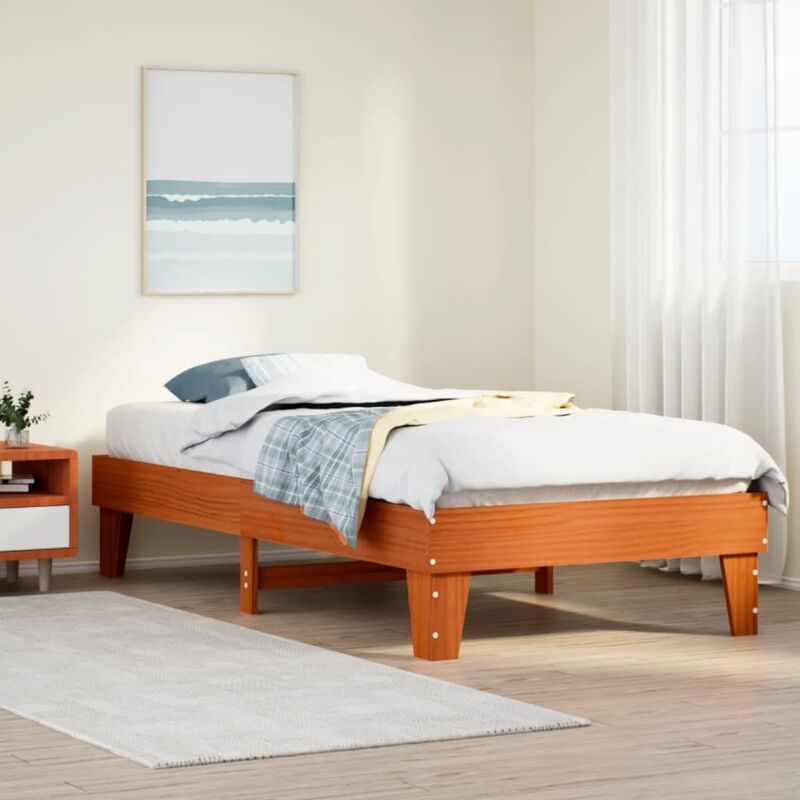 foto del prodotto letto senza materasso marrone cera 100x200 cm in legno di pino vidaxl