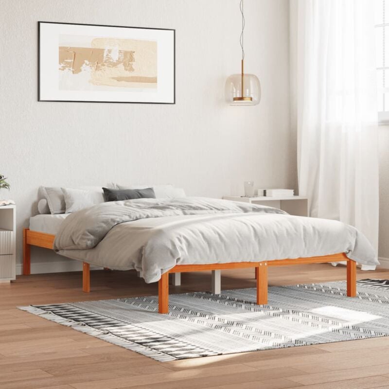 foto del prodotto letto senza materasso marrone cera 120x190 cm in legno di pino vidaxl