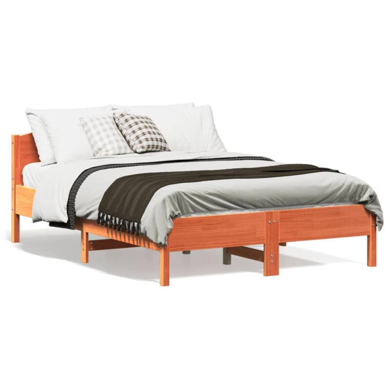 foto del prodotto letto senza materasso marrone cera 120x190 cm in legno di pino vidaxl
