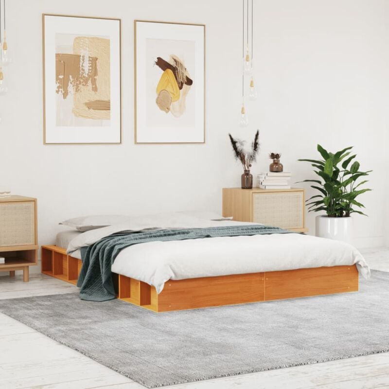 foto del prodotto letto senza materasso marrone cera 140x190 cm in legno di pino vidaxl