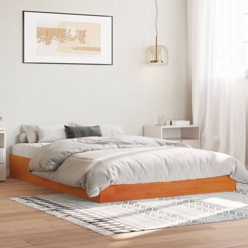 foto del prodotto letto senza materasso marrone cera 140x190 cm in legno di pino vidaxl