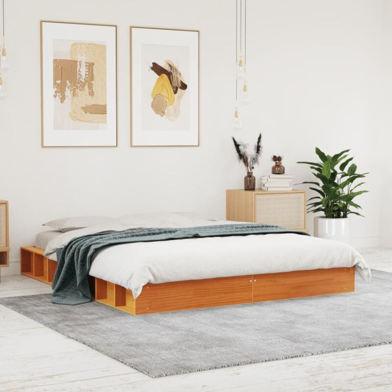 foto del prodotto letto senza materasso marrone cera 150x200 cm in legno di pino vidaxl