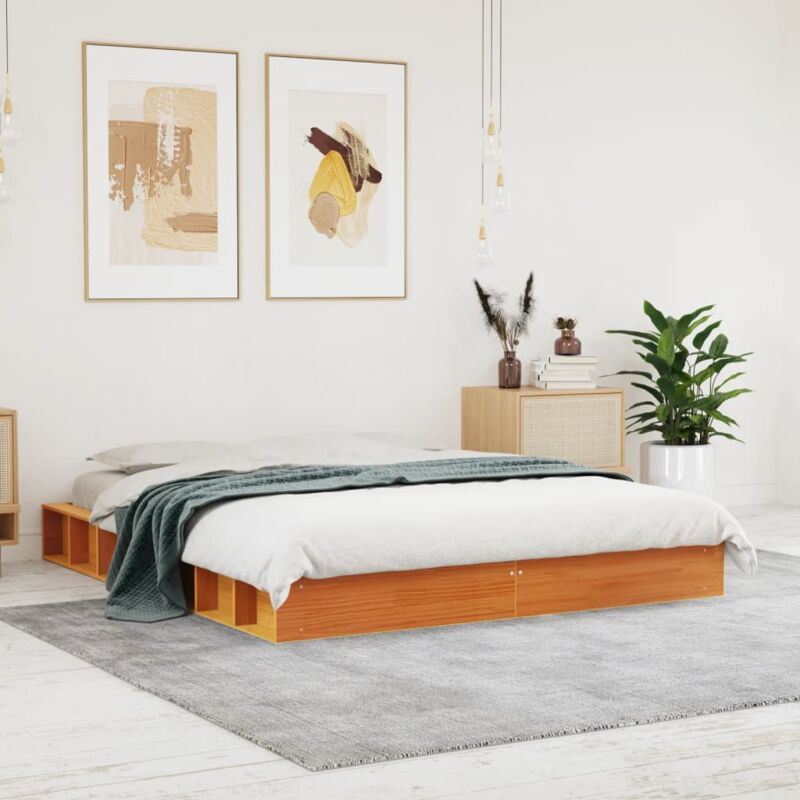 foto del prodotto letto senza materasso marrone cera 160x200 cm in legno di pino vidaxl