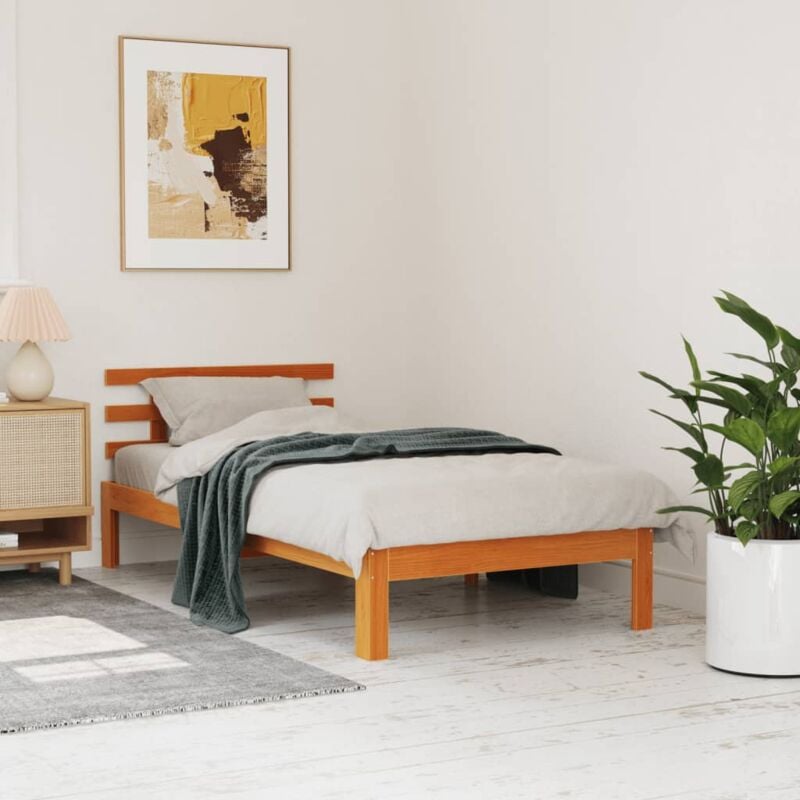 foto del prodotto letto senza materasso marrone cera 75x190 cm in legno di pino vidaxl