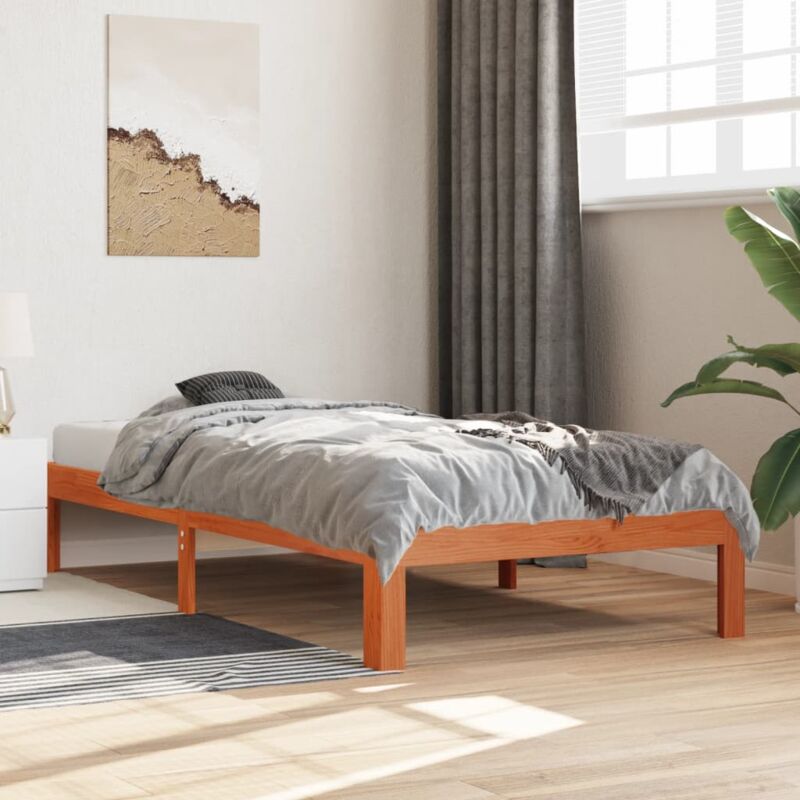 foto del prodotto letto senza materasso marrone cera 75x190 cm in legno di pino vidaxl