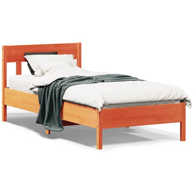 foto del prodotto letto senza materasso marrone cera 75x190 cm in legno di pino vidaxl