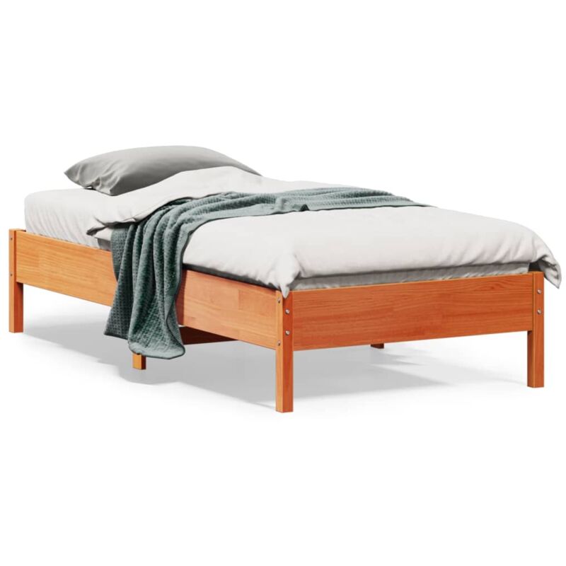 foto del prodotto letto senza materasso marrone cera 75x190 cm in legno di pino vidaxl