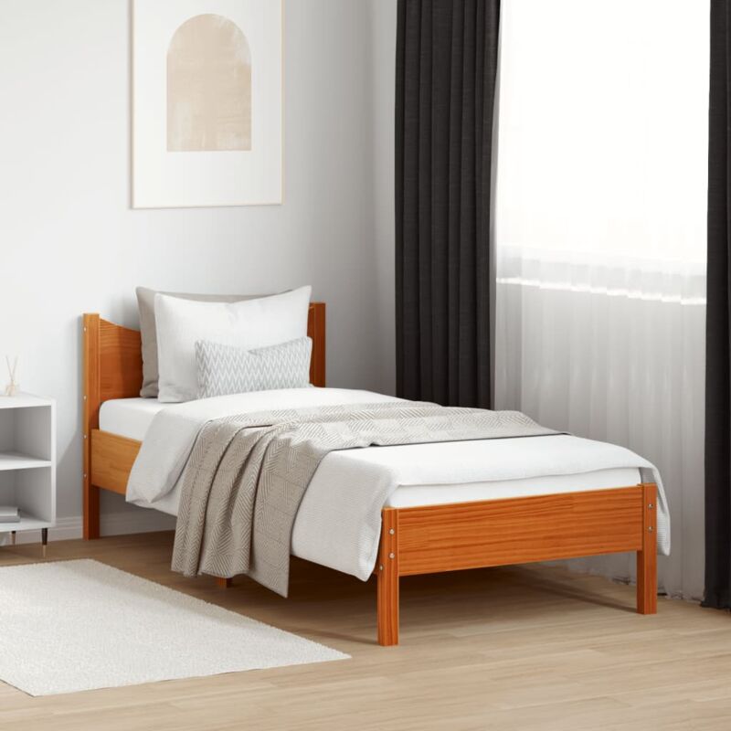 foto del prodotto letto senza materasso marrone cera 75x190 cm in legno di pino vidaxl
