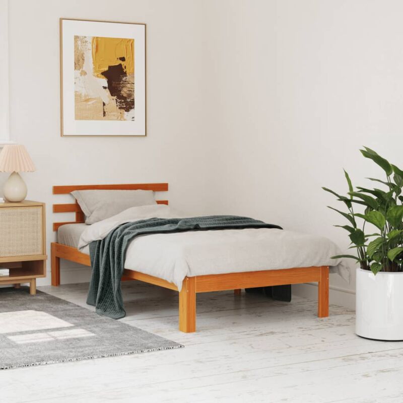 foto del prodotto letto senza materasso marrone cera 90x190 cm in legno di pino vidaxl