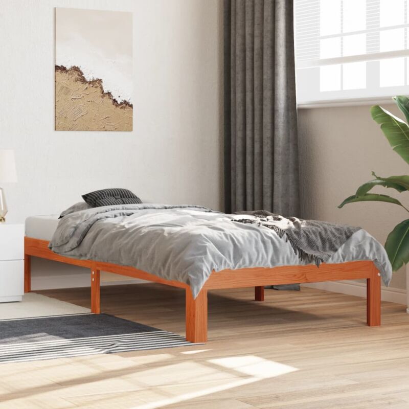 foto del prodotto letto senza materasso marrone cera 90x190 cm in legno di pino vidaxl