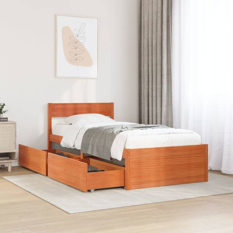 foto del prodotto letto senza materasso marrone cera 90x190 cm in legno di pino vidaxl