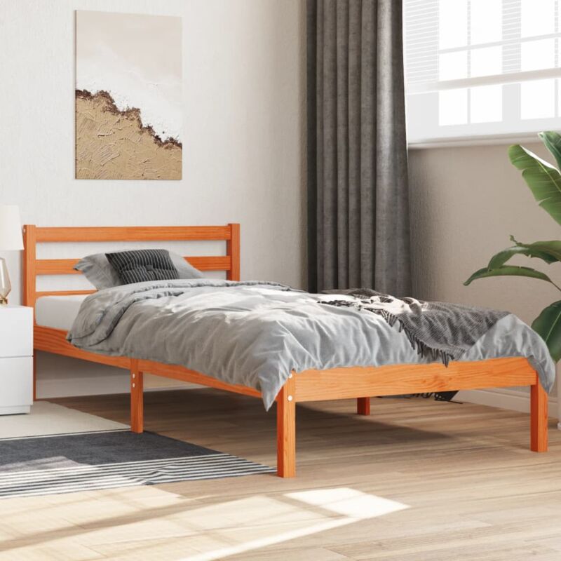 foto del prodotto letto senza materasso marrone cera 90x200 cm legno di pino vidaxl