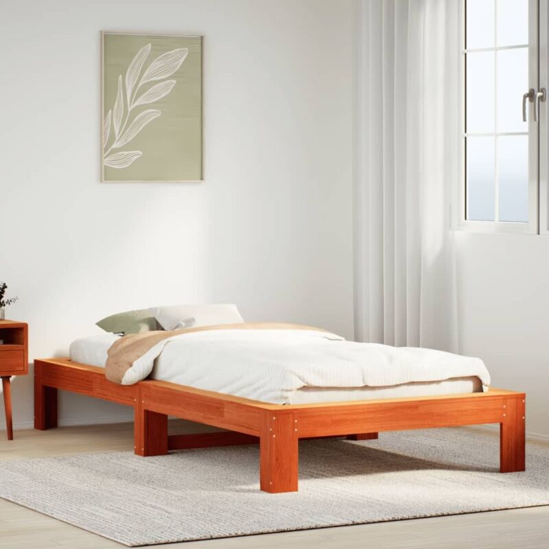foto del prodotto letto senza materasso marrone cera 90x200 cm legno di pino - vidaxl