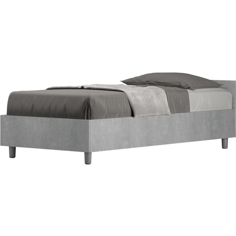 foto del prodotto letto singolo 80x190 cm con rete e contenitore nuamo cemento