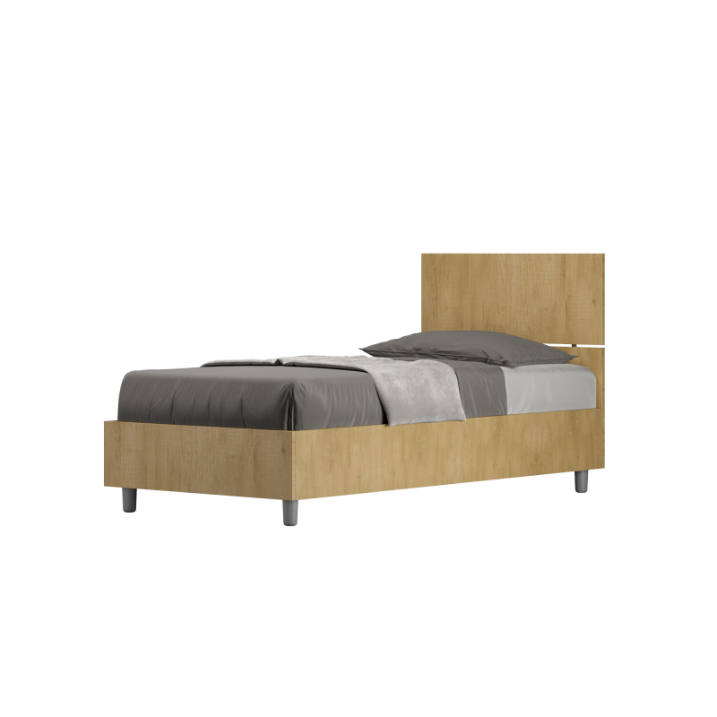 foto del prodotto letto singolo 80x190 cm testata dritta demas contenitore,quercia natura