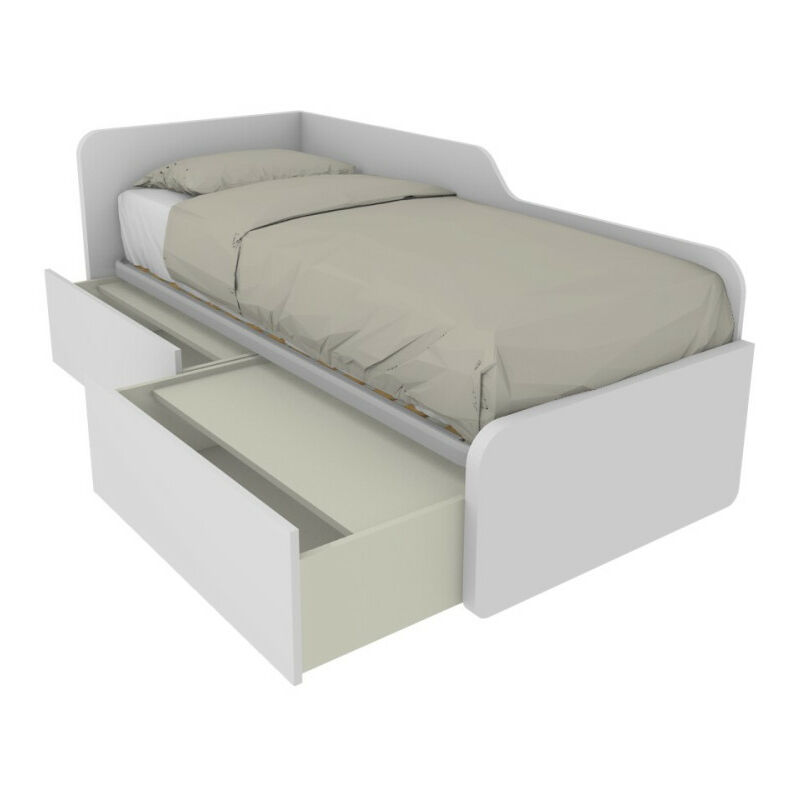 foto del prodotto letto singolo 80x190 con cassetti pratico e salvaspazio per camerette e stanzette bianco