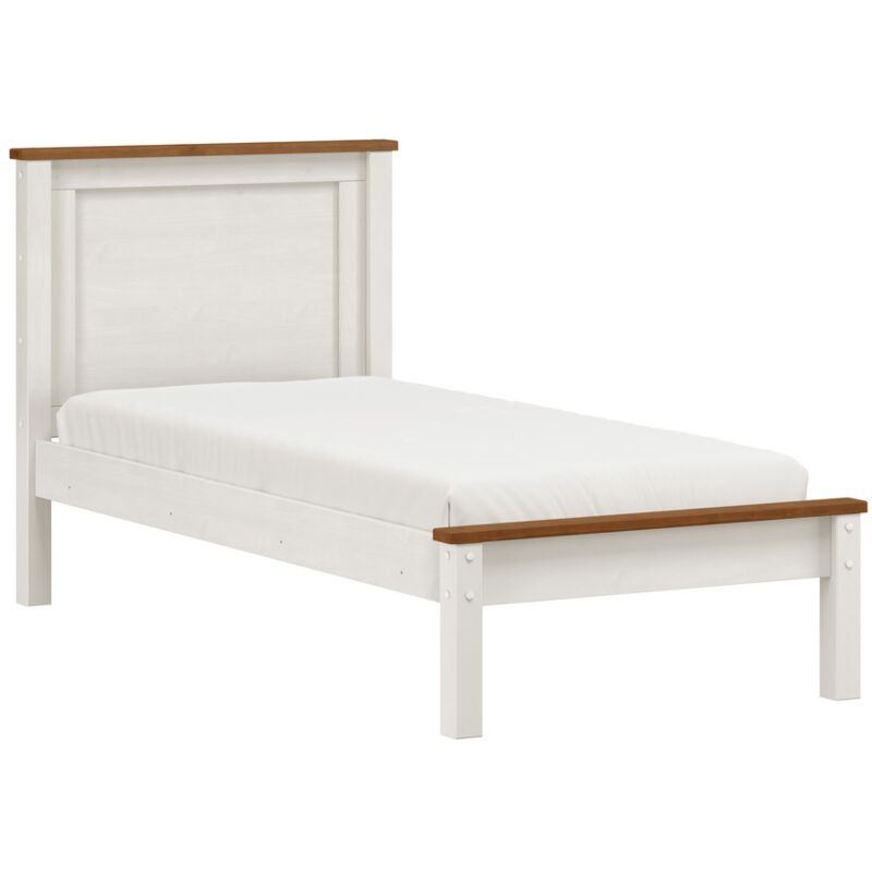 foto del prodotto letto singolo 90x190 in legno bianco noce