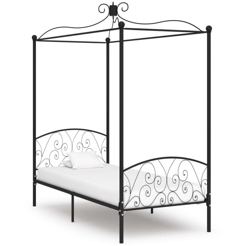foto del prodotto letto singolo a baldacchino moderno ,nero in metallo 100x200 cm itd18351
