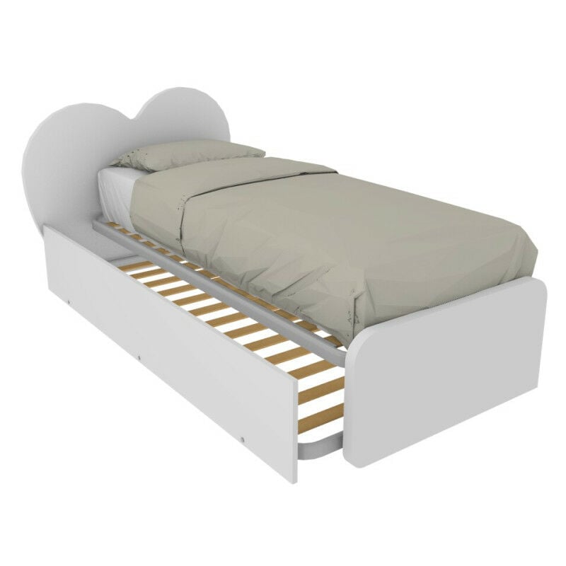 foto del prodotto letto singolo a cuore cupidor con secondo letto estraibile bianco