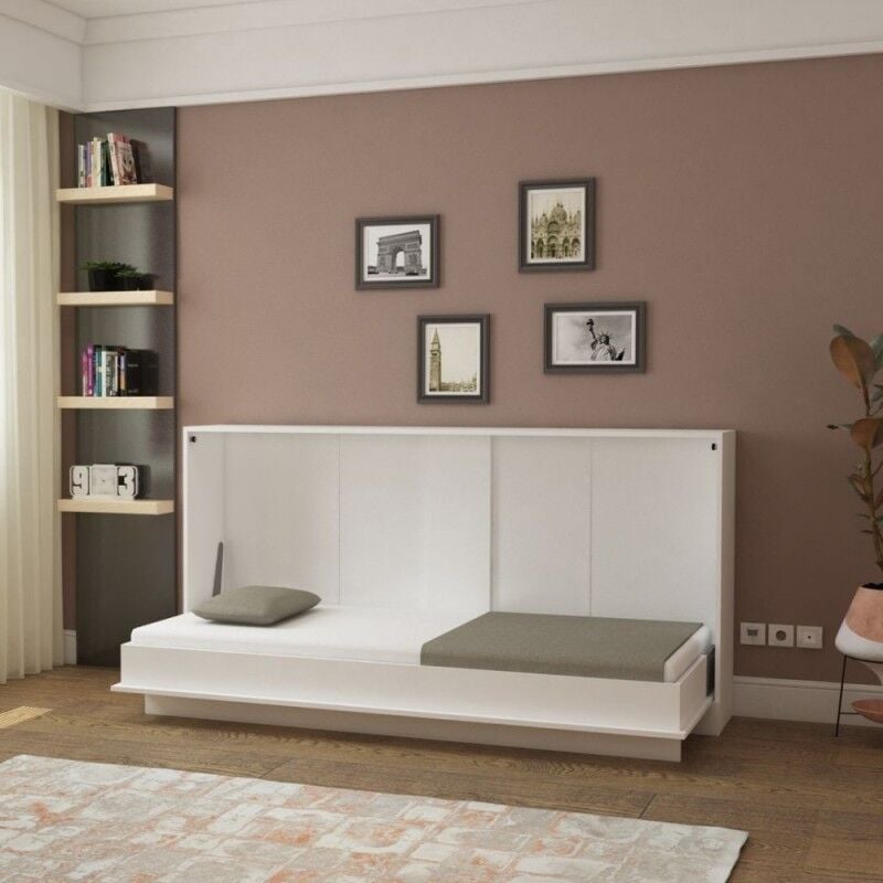 foto del prodotto letto singolo a scomparsa colore bianco 215x108h cm life