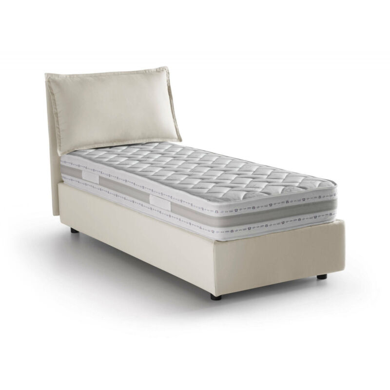 foto del prodotto letto singolo animal, letto contenitore con rivestimento in tessuto, 100 made in italy, apertura frontale, con materasso cm 90x190 incluso, beige