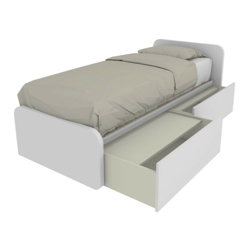 foto del prodotto letto singolo con cassetti 80x190 per cameretta design personalizzabile bianco