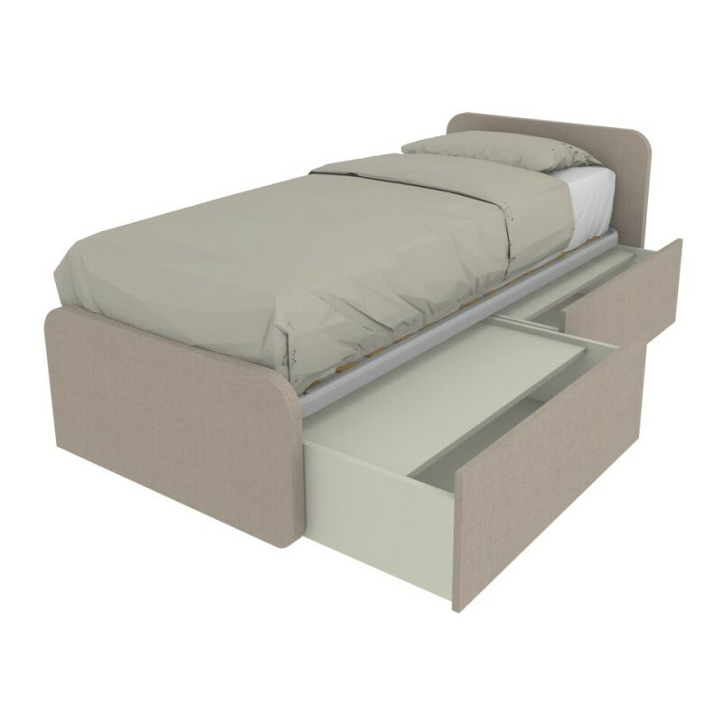 foto del prodotto letto singolo con cassetti 80x190 per cameretta - design personalizzabile - effetto tessuto