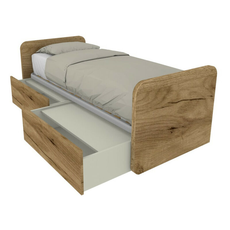 foto del prodotto letto singolo con cassetti 80x190 per cameretta design personalizzabile quercia