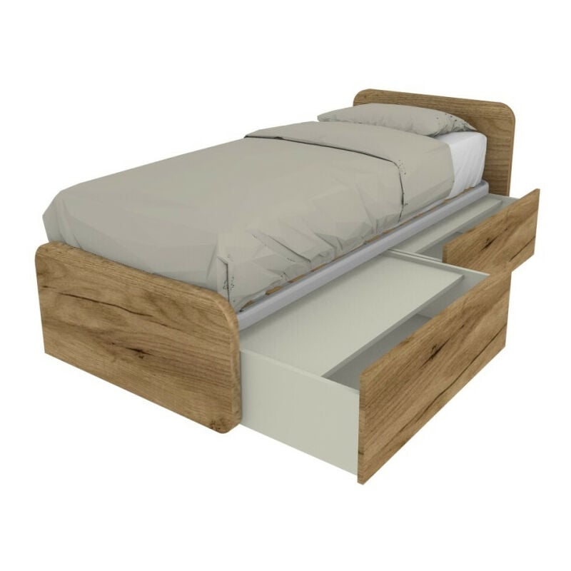 foto del prodotto letto singolo con cassetti 80x190 per cameretta design personalizzabile quercia