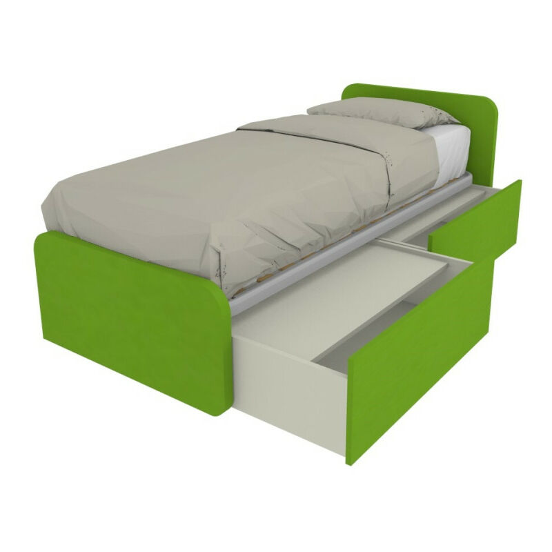 foto del prodotto letto singolo con cassetti 80x190 per cameretta design personalizzabile verde mela