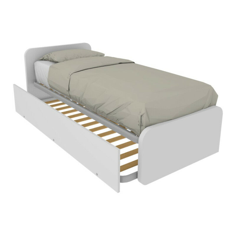 immagine 0 del prodotto letto singolo con letto estraibile, trasformabile in matrimoniale. testate personalizzabili, reti in acciaio e doghe in faggio bianco