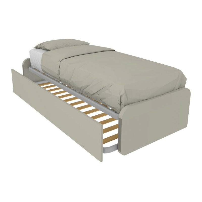 foto del prodotto letto singolo con letto estraibile, trasformabile in matrimoniale. testate personalizzabili, reti in acciaio e doghe in faggio ecru cappuccino