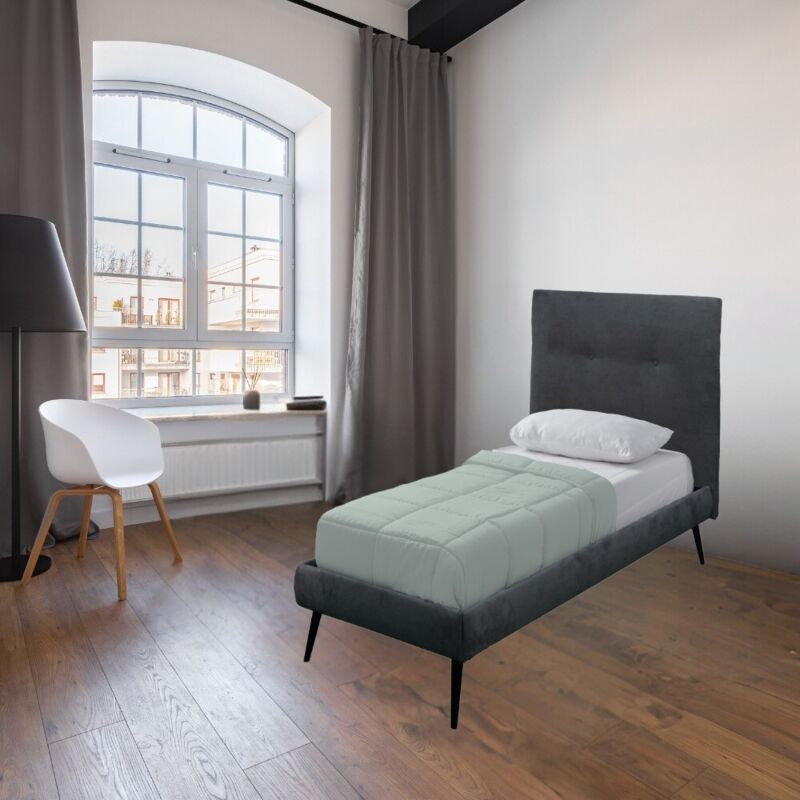 foto del prodotto letto singolo con rete inclusa stiletto tessuto colore ash grigio