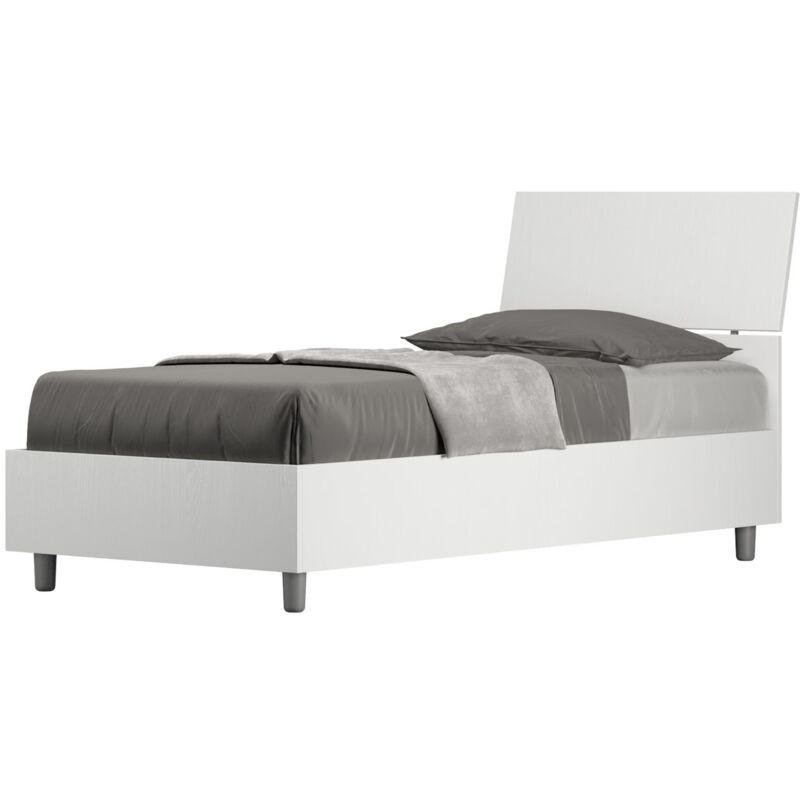 foto del prodotto letto singolo demas colore bianco frassino tipologia letto senza rete tipologia testata testata inclinata dimensione rete 80x200