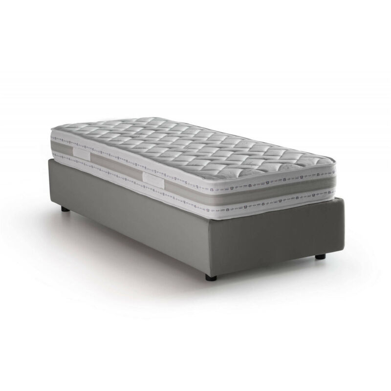 foto del prodotto letto singolo diana, letto contenitore con rivestimento in tessuto, 100 made in italy, apertura laterale, con materasso cm 80x190 incluso, grigio,