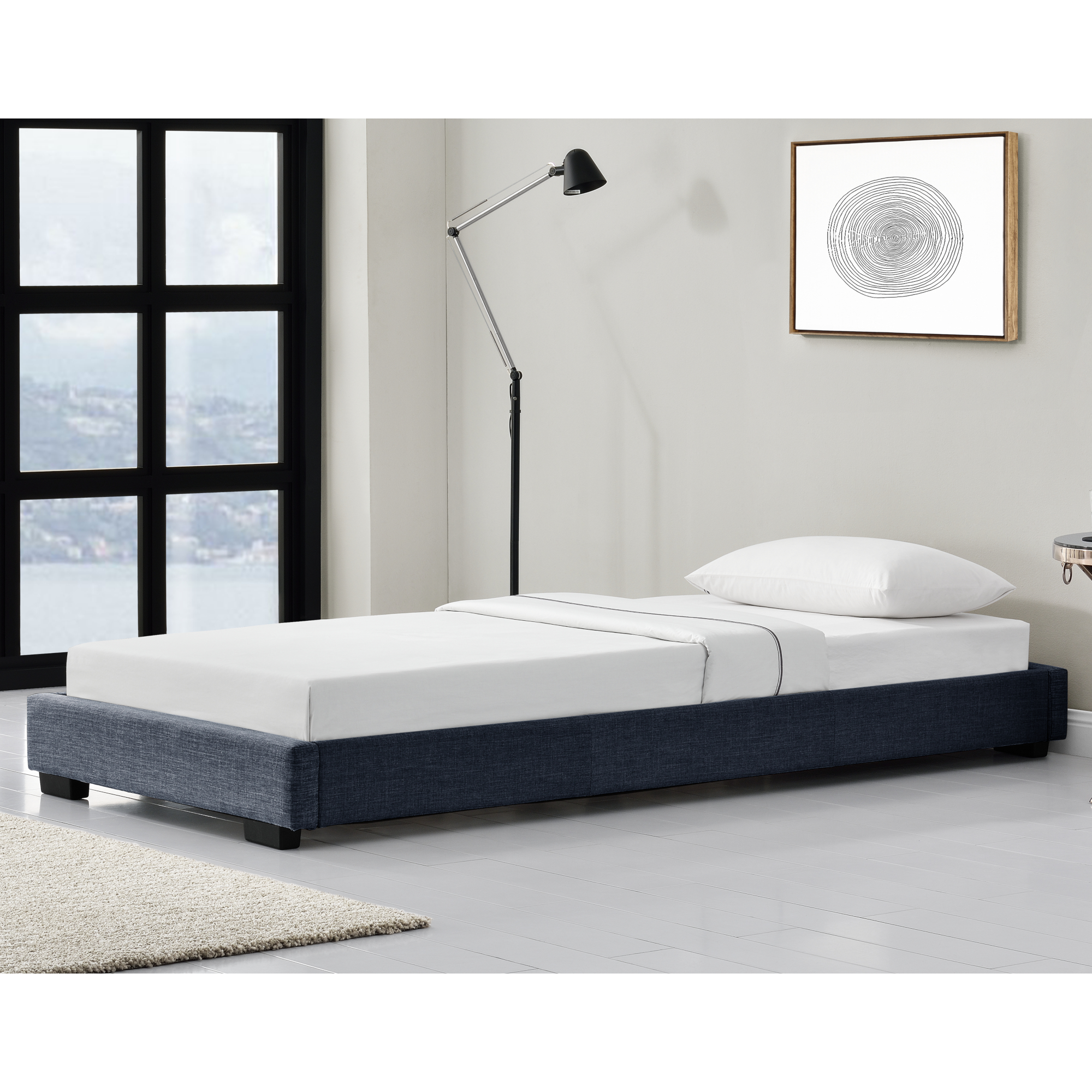 foto del prodotto letto singolo hamar 90 x 200 cm rivestimento in tessuto grigio scuro corium