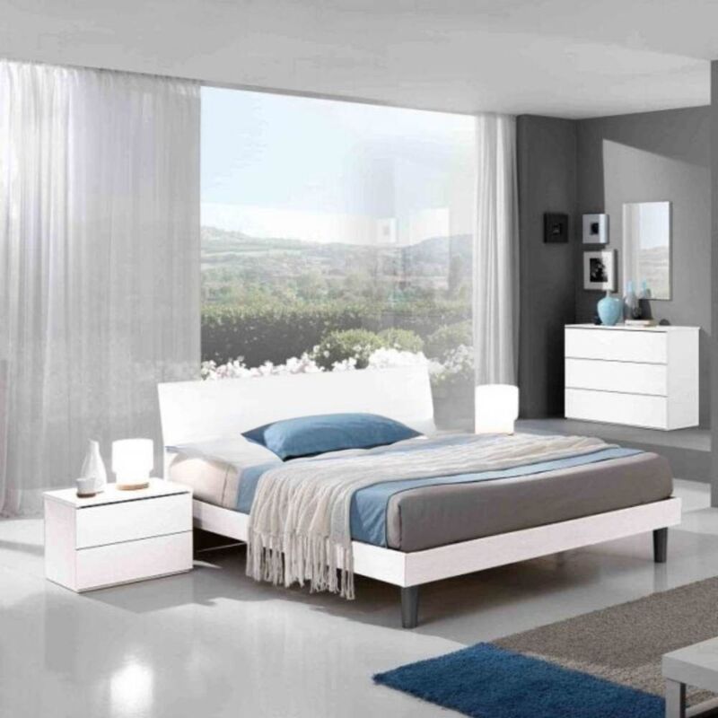 foto del prodotto letto singolo in legno colore bianco 100x205 cm manitoba