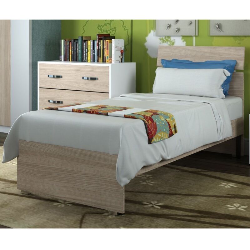 foto del prodotto letto singolo in legno colore olmo 85x200 cm