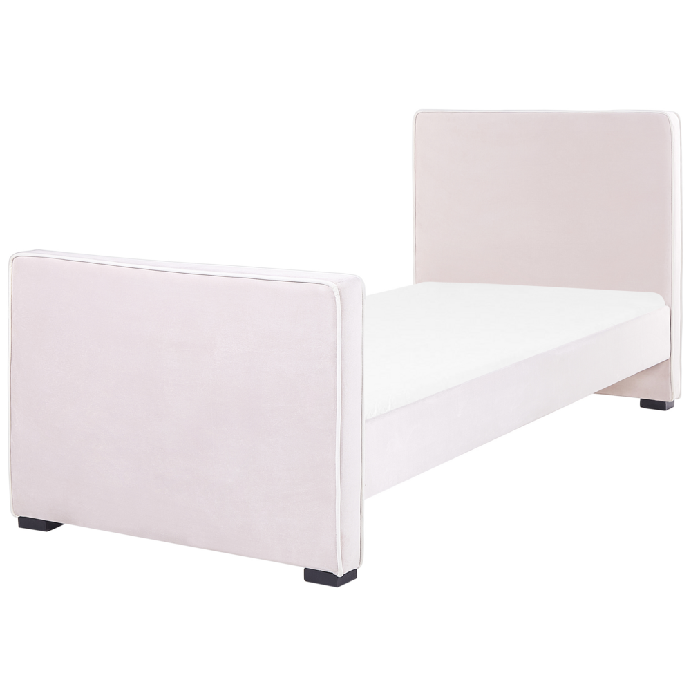 foto del prodotto letto singolo in velluto con telaio imbottito rosa camera da letto stile moderno tradizionale