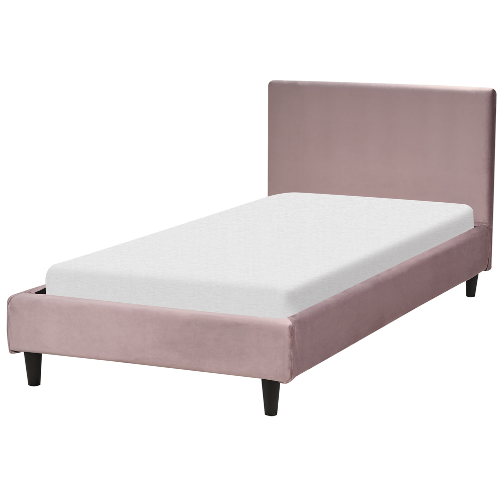 foto del prodotto letto singolo in velluto rosa con rete a doghe 90 x 200 cm stile contemporaneo