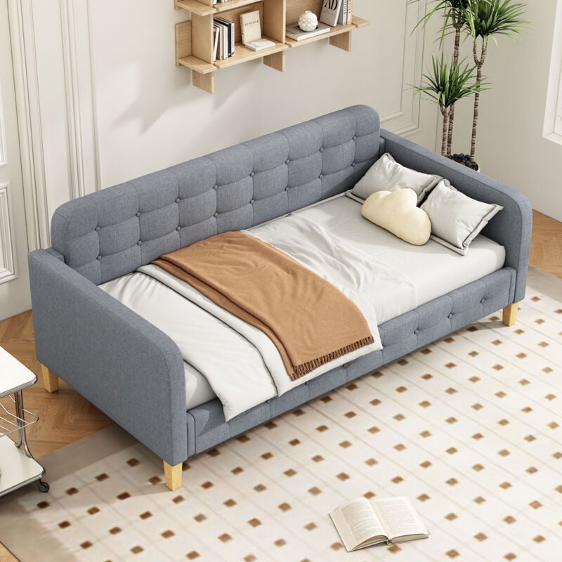 foto del prodotto letto singolo letto per bambini 90 x 200 cm, grigio