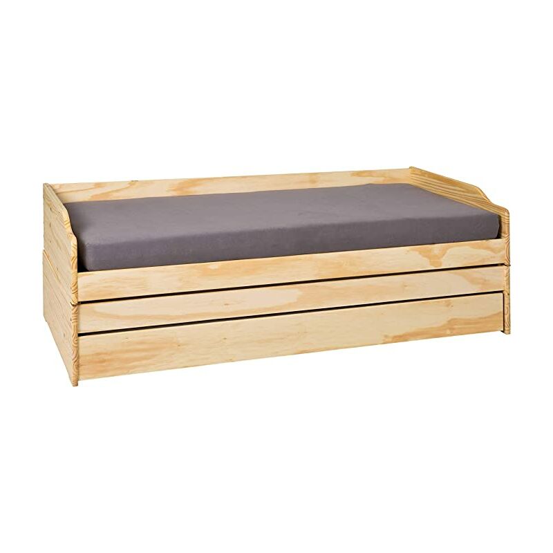 foto del prodotto letto singolo lotar 90x200 estraibile e trasformabile in 3 letti o matrimoniale pino naturale