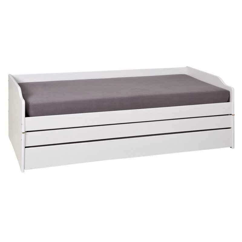 foto del prodotto letto singolo lotar 90x200 estraibile e trasformabile in 3 letti o matrimoniale pino tinto bianco