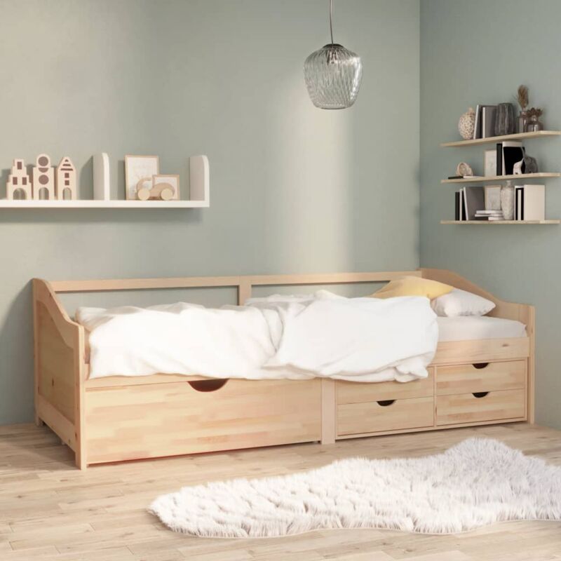 foto del prodotto letto singolo moderno ,divano letto 3 posti con cassetti in pino massello 90x200cm itd65277