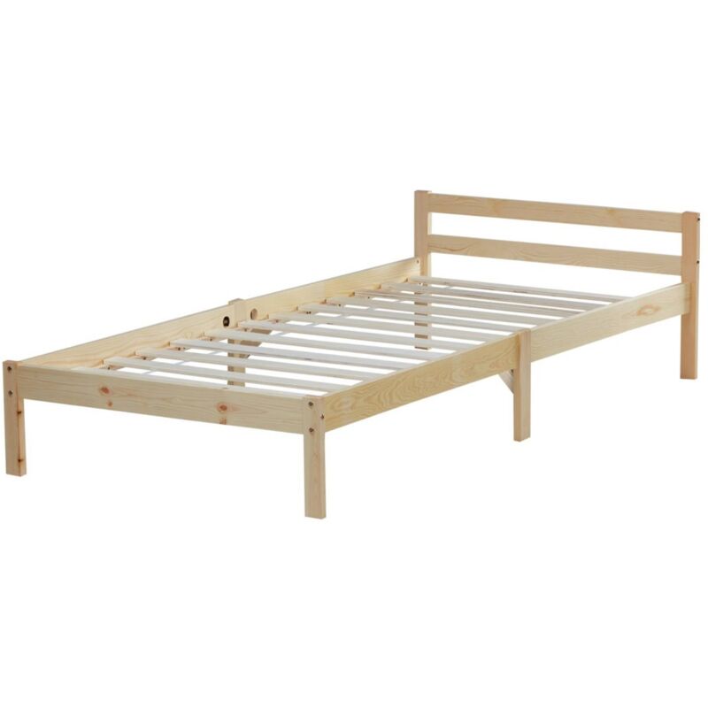 foto del prodotto letto singolo per 1 persona 90 x 200 cm in legno massello con rete a doghe lit06165