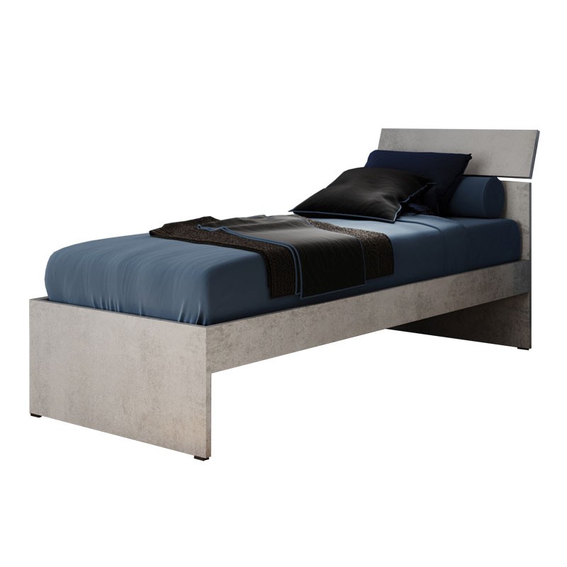 foto del prodotto letto singolo per camera colore grigio cemento cm 200x85xh 98