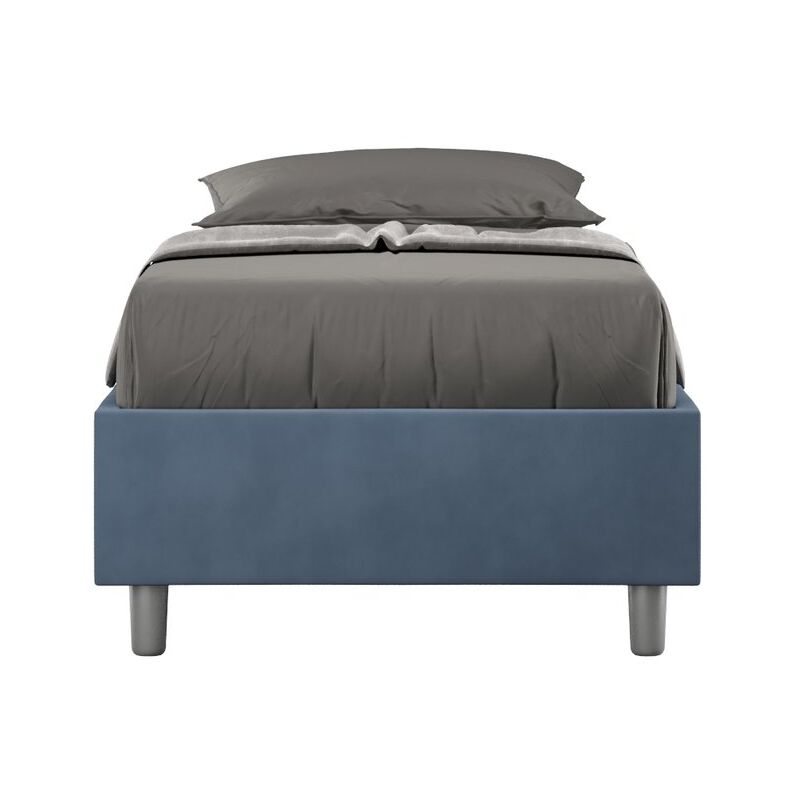 foto del prodotto letto singolo rivestito in microfibra azelia dimensione rete 80x190 tipologia letto con rete colore blu