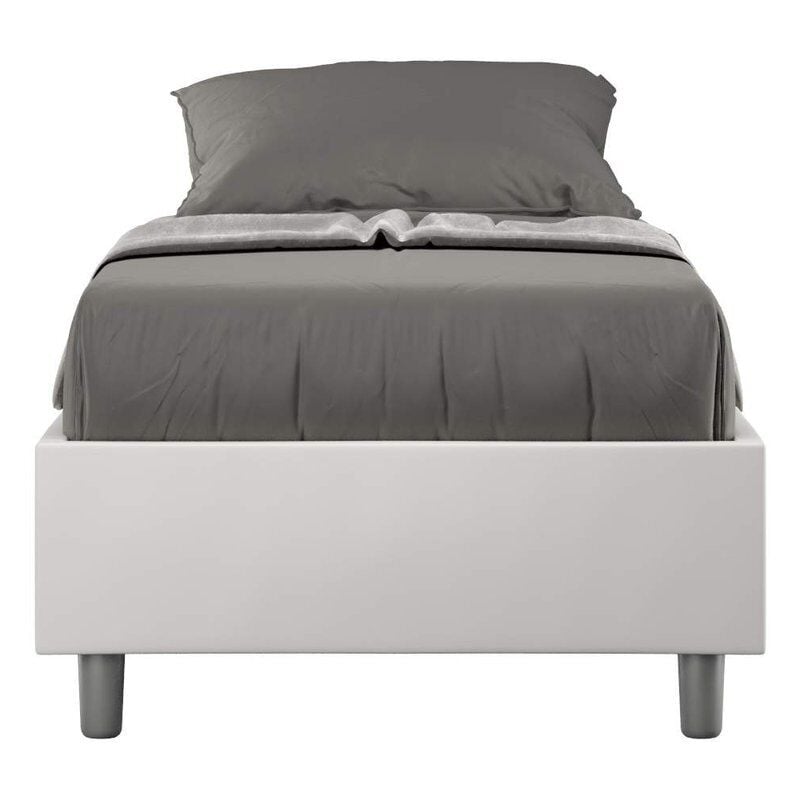 foto del prodotto letto singolo rivestito in similpelle azelia colore bianco tipologia letto con rete dimensione rete 80x190