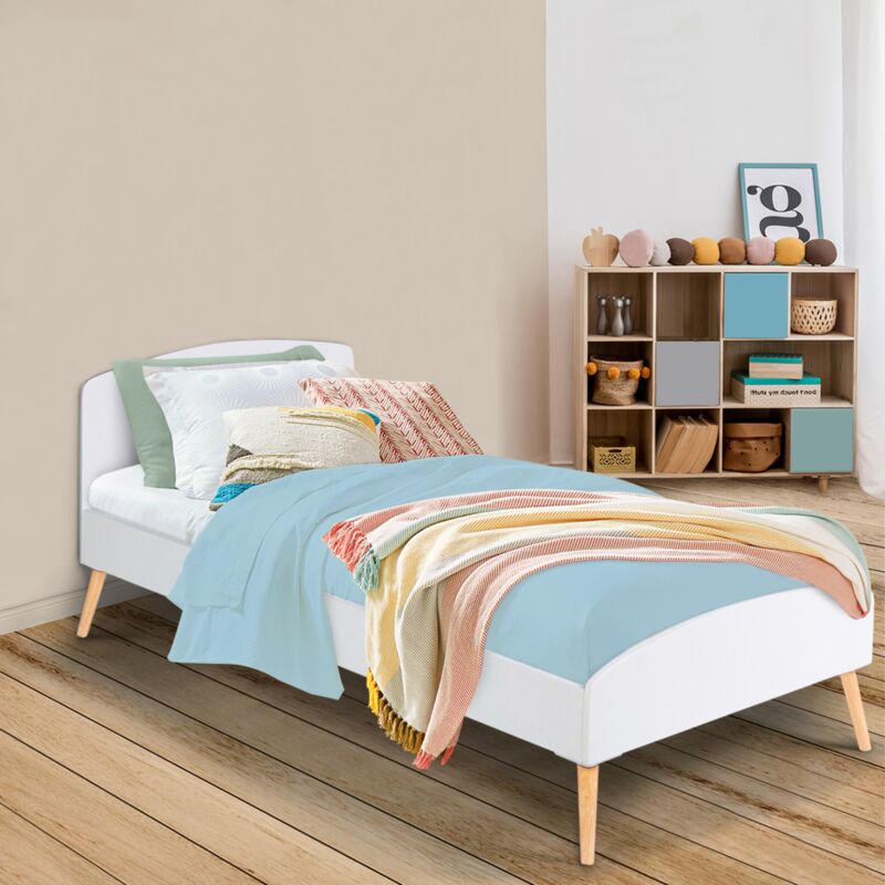 foto del prodotto letto singolo scandinavo 90 x 190 cm soren in legno e bianco