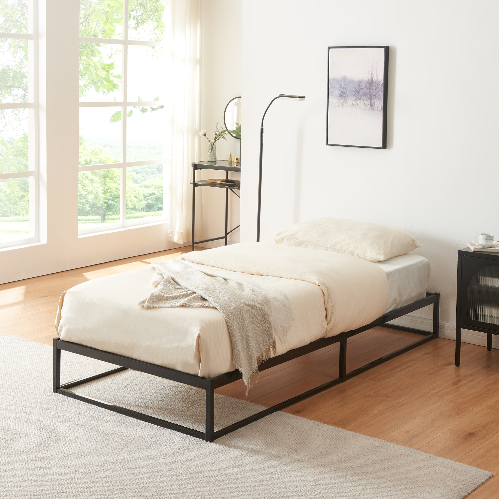 foto del prodotto letto singolo trerunta 90x200 cm in acciaio nero en.casa 